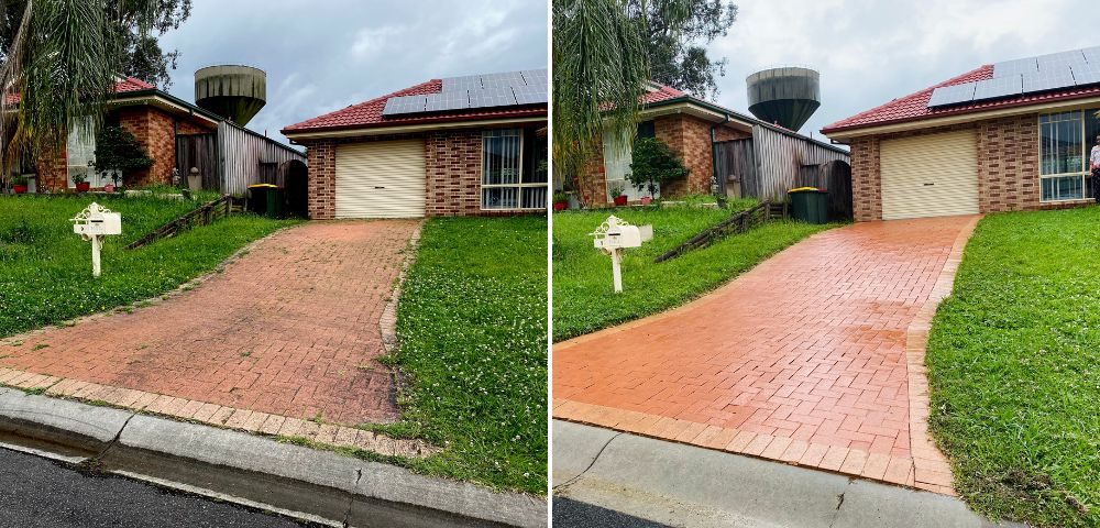 Paver driveway before and after