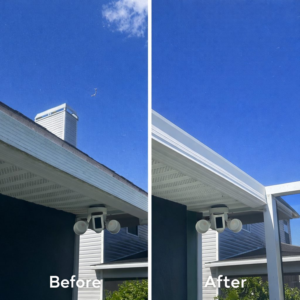 Gutter and soffit before and after